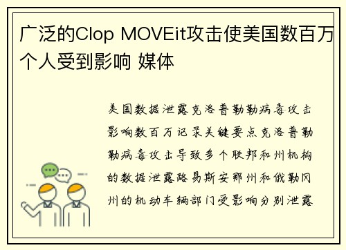 广泛的Clop MOVEit攻击使美国数百万个人受到影响 媒体 广泛的Clop MOVEit攻击使美国数百万个人受到影响 媒体